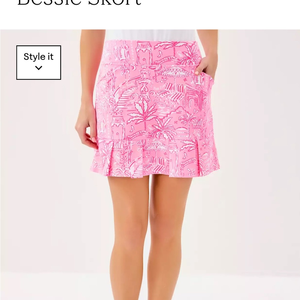 Lilly Pulitzer Bessie Skort UPF 50+ in Pink and White size xl